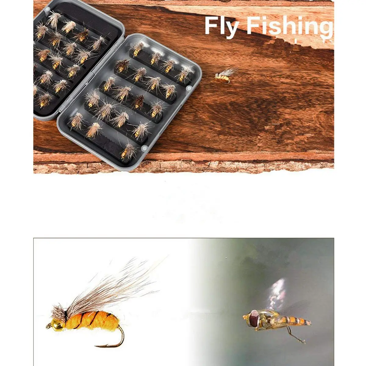 40 шт. Fly Fishing Lure Bionic Крючки-высокая симуляция мух рыбы приманки (желтые мухи)