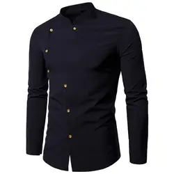 MUQGEW модная мужская Повседневная тонкая Однотонная рубашка с длинными рукавами Топ Блузка в наличии 4 цвета мужские модные рубашки 2020