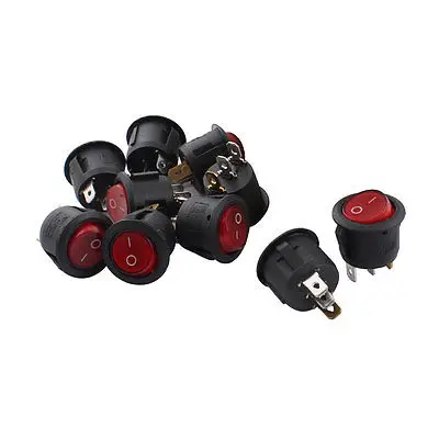 

High quality  10 Pcs AC110V Red Light SPST 3-Pin ON/OFF Round Plastic Boat Rocker Switch