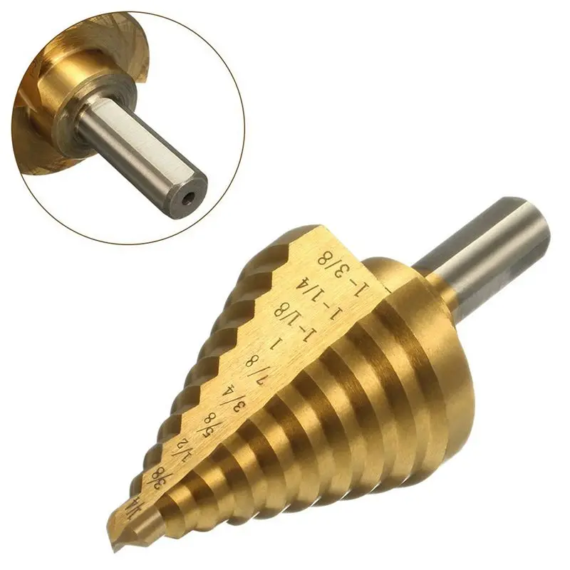 HLZS-4pcs HSS титановое покрытие ступенчатые сверла, ступенчатые сверла