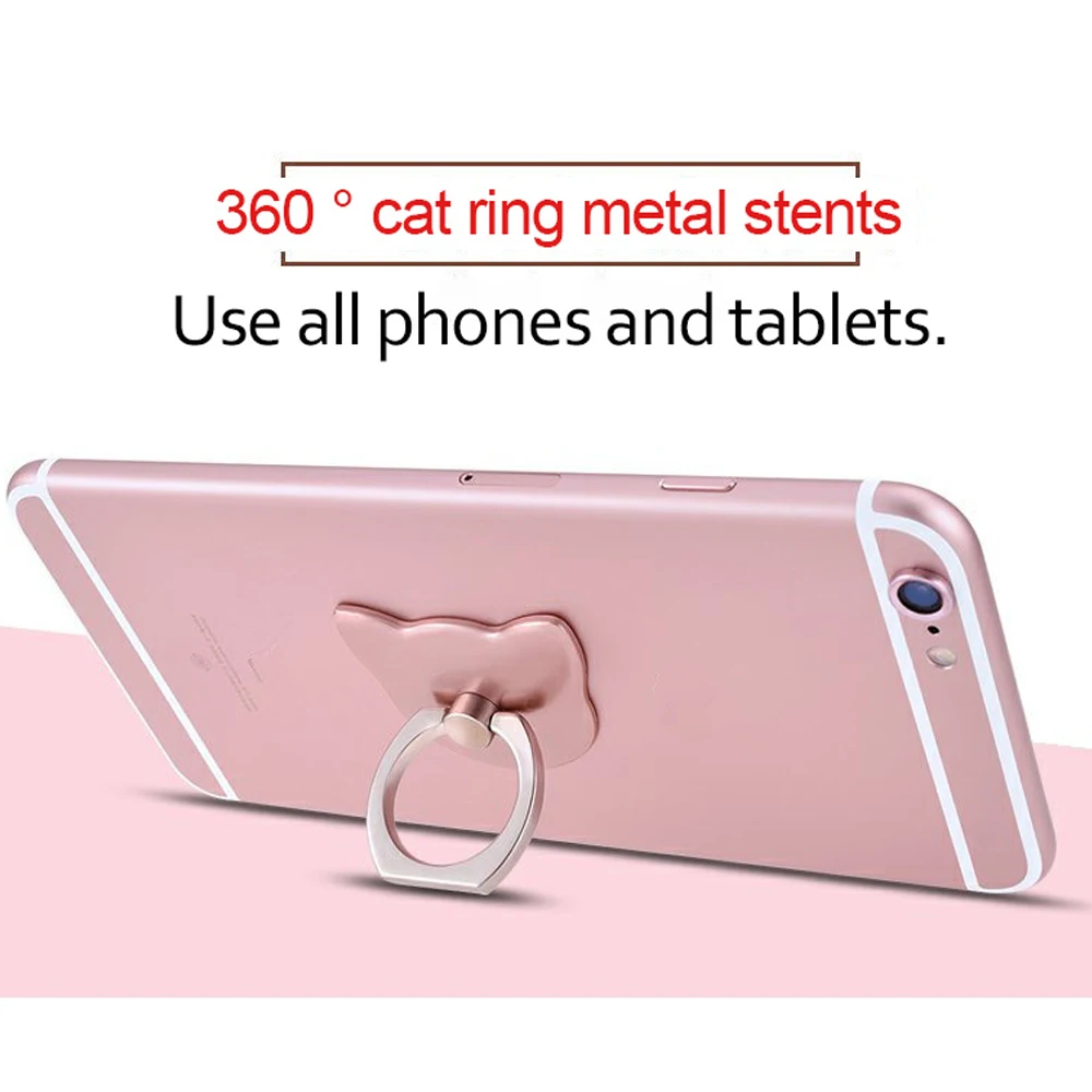 cat cute 360 Degree finger ring holder grip mobile phone holder stand smartphone For iPhone Samsung Huawei Metal Car Mount Stand