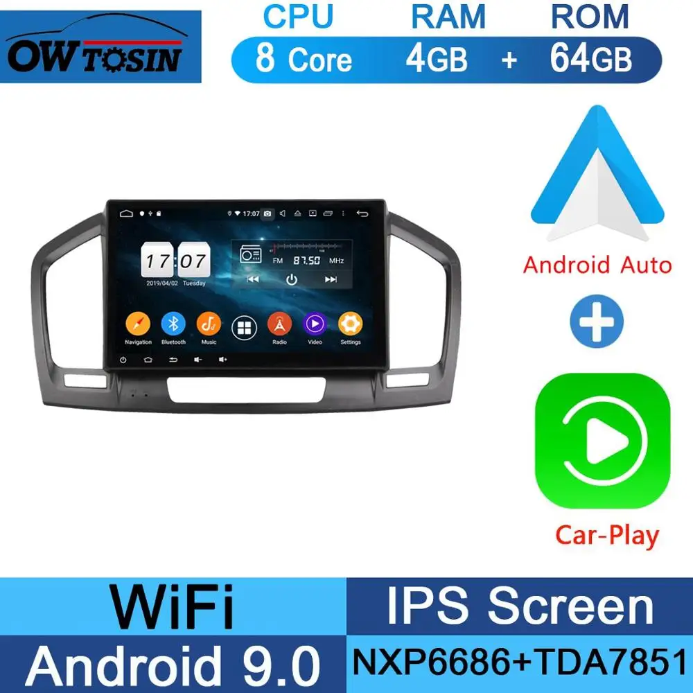 Android 9,0 ips 8 ядерный 4 Гб ram+ 64 ГБ rom Автомобильный DVD радио плеер gps для Opel Vauxhall Holden Insignia 2008-2013 DSP CarPlay ADAS - Цвет: 64G CarPlay Android