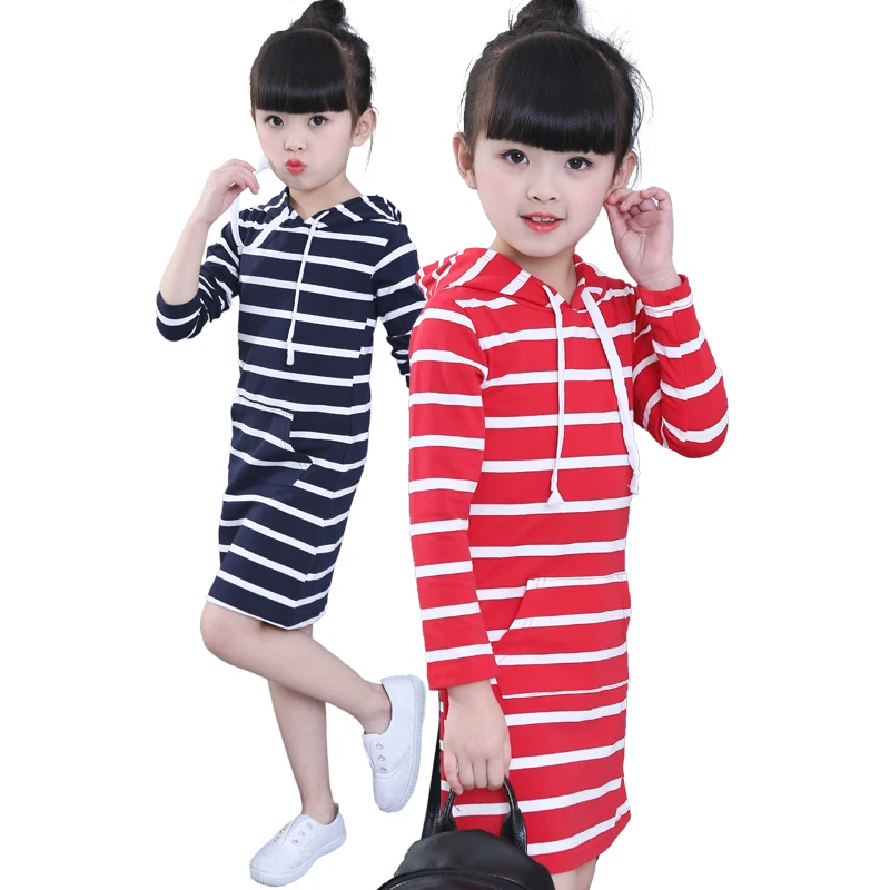 Kids Girls Dress Cotton Striped Long Sleeve Girls Clothing Autumn