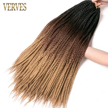 VERVES box braid Crochet braids 24 inch 22 Roots/pack Ombre Synthetic Braiding Hair extension Heat Fiber Bulk Crochet braid pink vogue twisted rope braid silver ombre white long synthetic hair extension for women