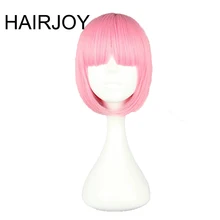 HAIRJOY синтетические волосы женские короткие прямые Боб Прическа Розовый Лолита косплей парик 8 цветов доступны