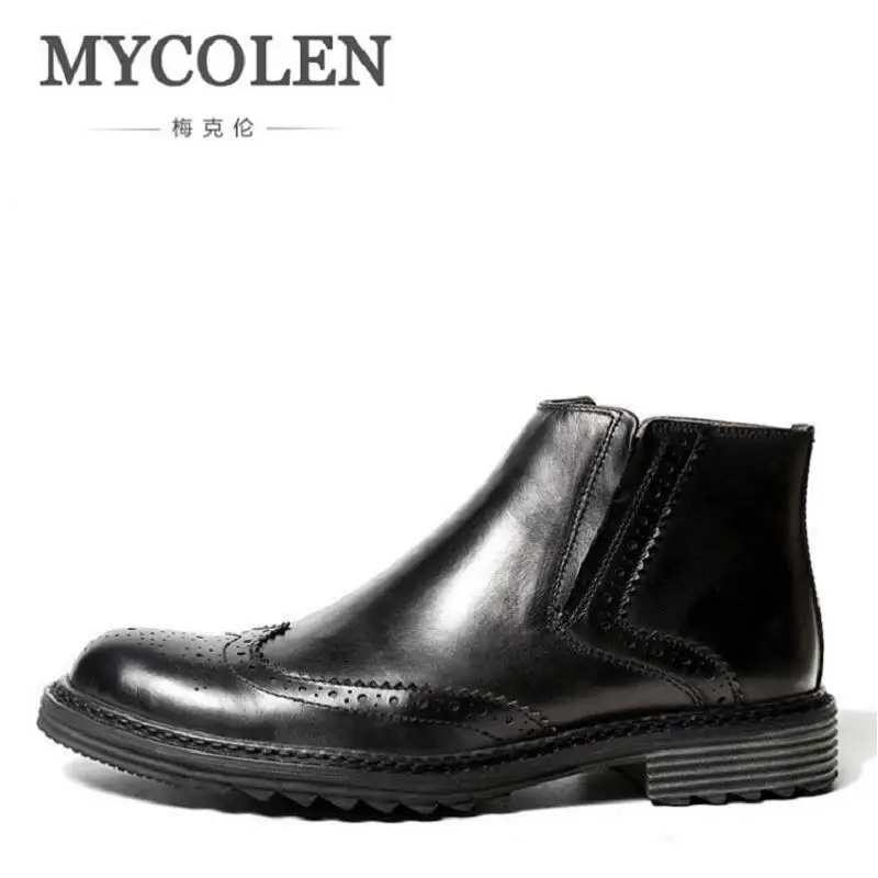 Mycolen из натуральной кожи мужские ботинки ручной работы из яловой кожи мужская обувь высокого качества ботильоны осенние и зимние деловые туфли