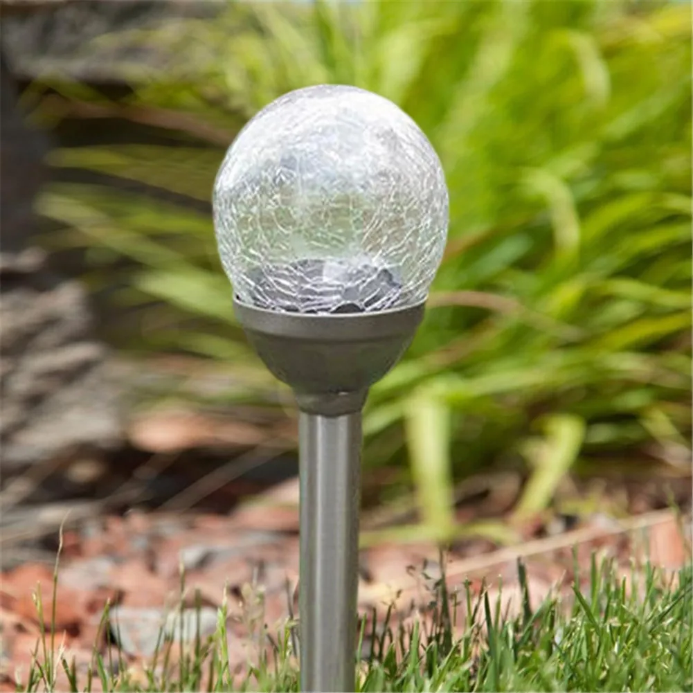 Padrão de Crack Lâmpadas do Gramado de Energia Inoxidável Luzes Bola Solar Jardim Luz Luz-operado Lâmpada Dropship 6.23 2 Pcs Aço 13 Crack Bola lâmpadas Do Gramado De Energia
