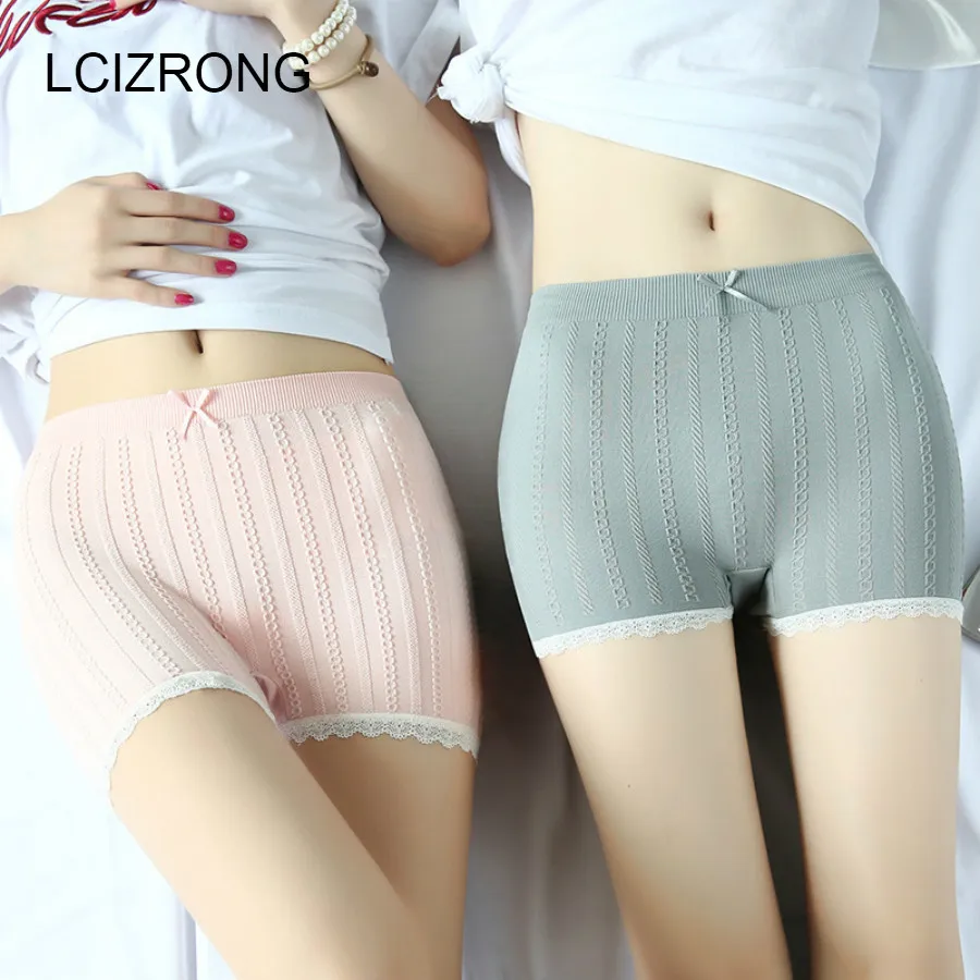 

2019 Women Elastic Soft Lace Underwear Seamless Safety Short Pants Female Summer High Waist Under Skirt Shorts Breathable Tights