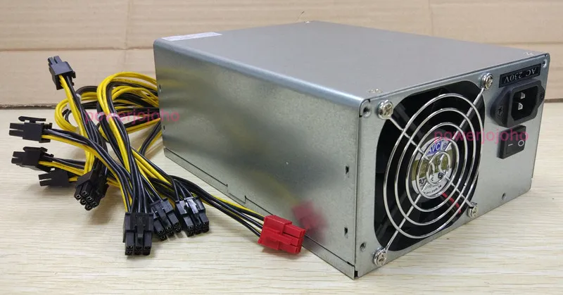 Высокоэффективный блок питания 1600 Вт 6PIN* 10 с поддержкой antminer S9 T9 A7 D3 L3 BTC для майнинга с низким уровнем шума и 2 вентилятора