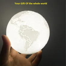 Светодиодный светильник земли, 3D печать сенсорной реакции, Лоскутная реакция, пульт дистанционного управления подзарядки Глобус светильник, креативный подарок для всего мира