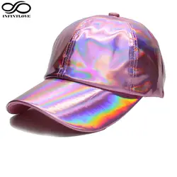 Luckylianji унисекс рокер dazzing rainbow Хамелеон Цвет из искусственной кожи Бейсбол Кепки Snapback Защита от солнца шапка для raper & танцовщица