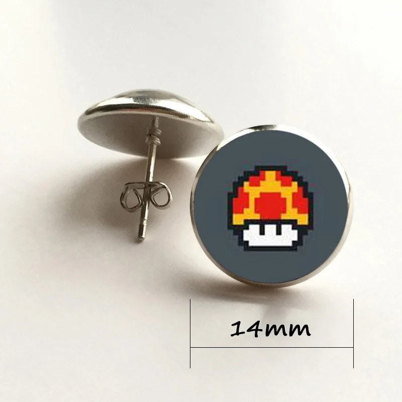 Модные ювелирные изделия игра Марио Грибная голова стеклянные серьги в форме