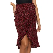 Женские сексуальные леопардовые оборки пляжные юбки летние с высокой талией Кружева из шифона до колена юбка Повседневный Шифоновый Сарафан Офисная Леди