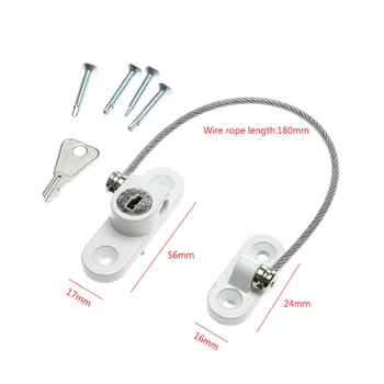 

Door Window Lock Restrictor Stainless Steel Children Security Car Window Cable Limit Lock 18cm Safety Key Lock