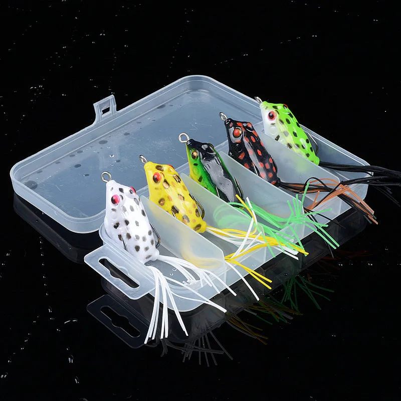 

5Pcs/Lot 4.2cm/5.8g Soft Thunder Frog Fishing Bait Lures Artificial Silicone Rubber Toad Pesca Isca For Winter Black Fish