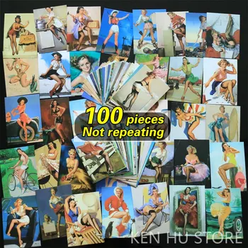

100pcs Retro sexy women waterproof stickers for Wall decor fridge motorcycle Bike refrigerator laptop car stickers no repeat