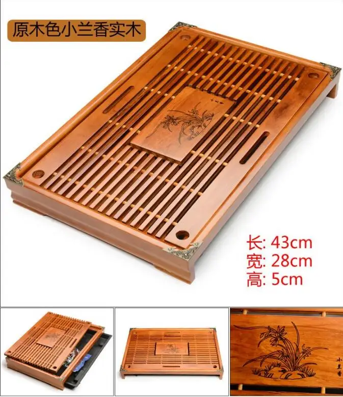 Китайский кунг фу чайный поднос ручной бамбука лоток 43x28cmx5cm Чай Аксессуары для