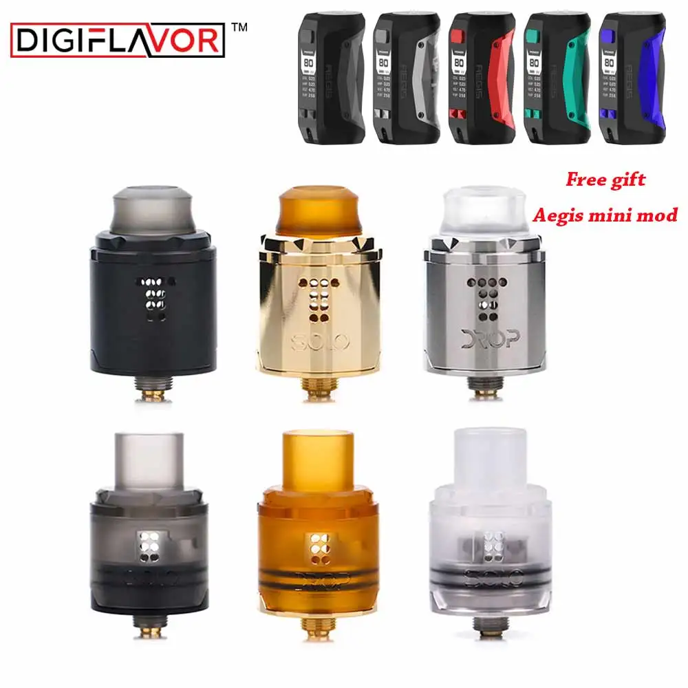 Limited  Free gift Aegis Mini Mod Digiflavor Drop Solo RDA single coil 22mm/24mm drop with two caps Fit 510 