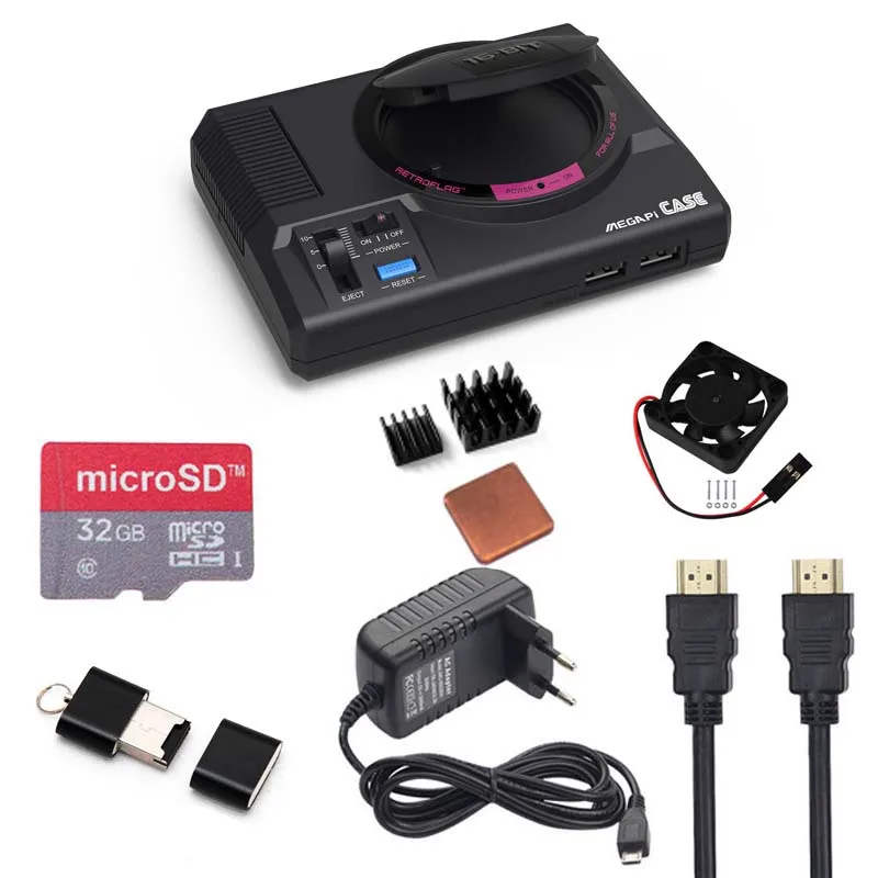  Retroflag MEGAPi CASE-M with Classic USB Controller-M +Power + 32GB SD Card for Raspberry Pi 3 Mode