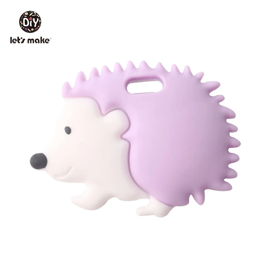 Давайте сделаем прорезывание зубов детский кулон в виде ежа BPA Бесплатно Силиконовый дикобраз мультфильм Животные детские товары мягкий и безопасный Прорезыватель для малышей - Цвет: Purple Porcupine