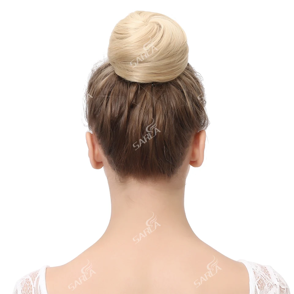 Fake Hair Bun Extension Clip in on Synthetic Donut Postiche Cheveux Drawstring Chignon Hairpiece Updo Hair Piece For Women Q3