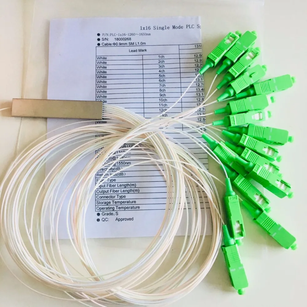 

XC 10 pieces SC APC Single mode Fiber Optical FTTH 0.9mm mini plc splitter 1x16