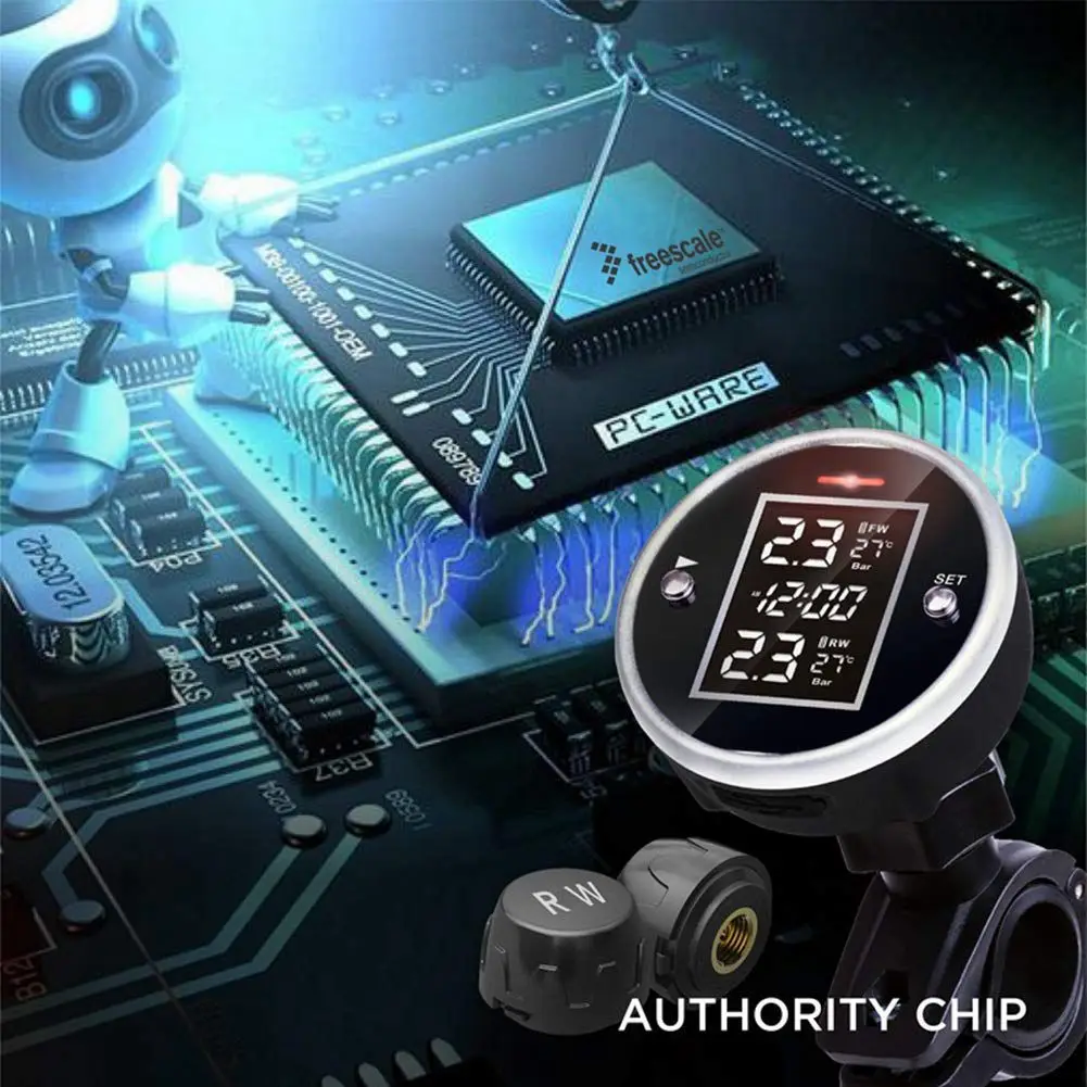 Wireless Motorcycle Tire Pressure Alarm Monitor System TPMS LCD Display Motor 2 External Sensor Temperature Alarm Wireless Motorcycle Tire Pressure Alarm Monitor System TPMS LCD Display Motor 2 External Sensor Temperature Alarm