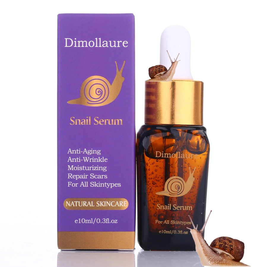 2pcs Dimollaure Snail Face Serum Hyaluronic Acid Moisturizers Whitening Friming Fade Freckle  Anti-Aging Essence Skin Care 2