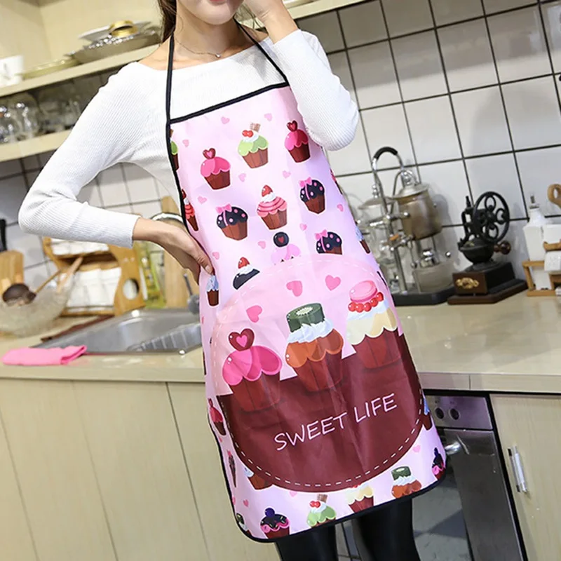 

Waterproof Kitchen Apron Antifouling Adult Women Sleeveless Apron Cooking Workwear Coverall Polyester Material