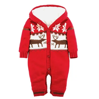 

Baby Kids Boys Girls Lovely Rompers Outfits Warm Thick Knitted Sweater Cartoon Christmas Long Sleeve Jumpsuit Clothes