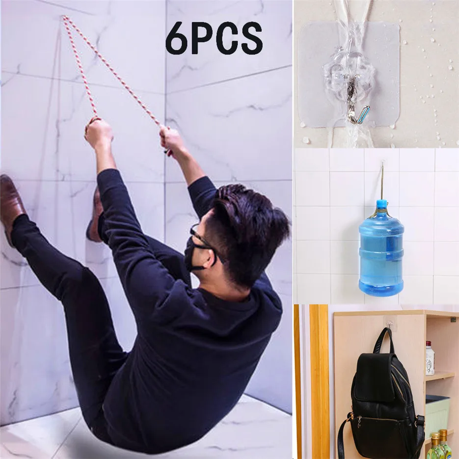 

6PCs Wall Hooks Strong Transparent Suction Cup Sucker Hanger For Kitchen Bathroom key holder wall hook Storage Hangers mutfak
