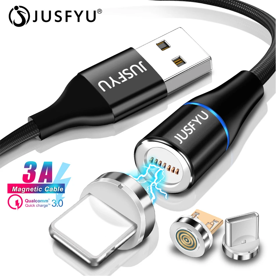 

Fast Magnetic Cable Type C Micro USB Braided LED Magnetic USB Charging Cable For Apple iPhone X 7 8 Xs Max XR Samsung S8 S9 cord