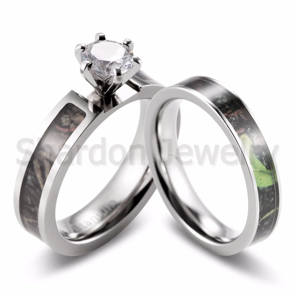 shardon women camo engagement ring set titanium 6 prong setting cz green camo ring set for women 2pcs - Camouflage Wedding Ring Sets shardon women camo engagement ring set titanium 6 prong setting cz green camo ring set for women 2pcs - Camouflage Wedding Ring Sets