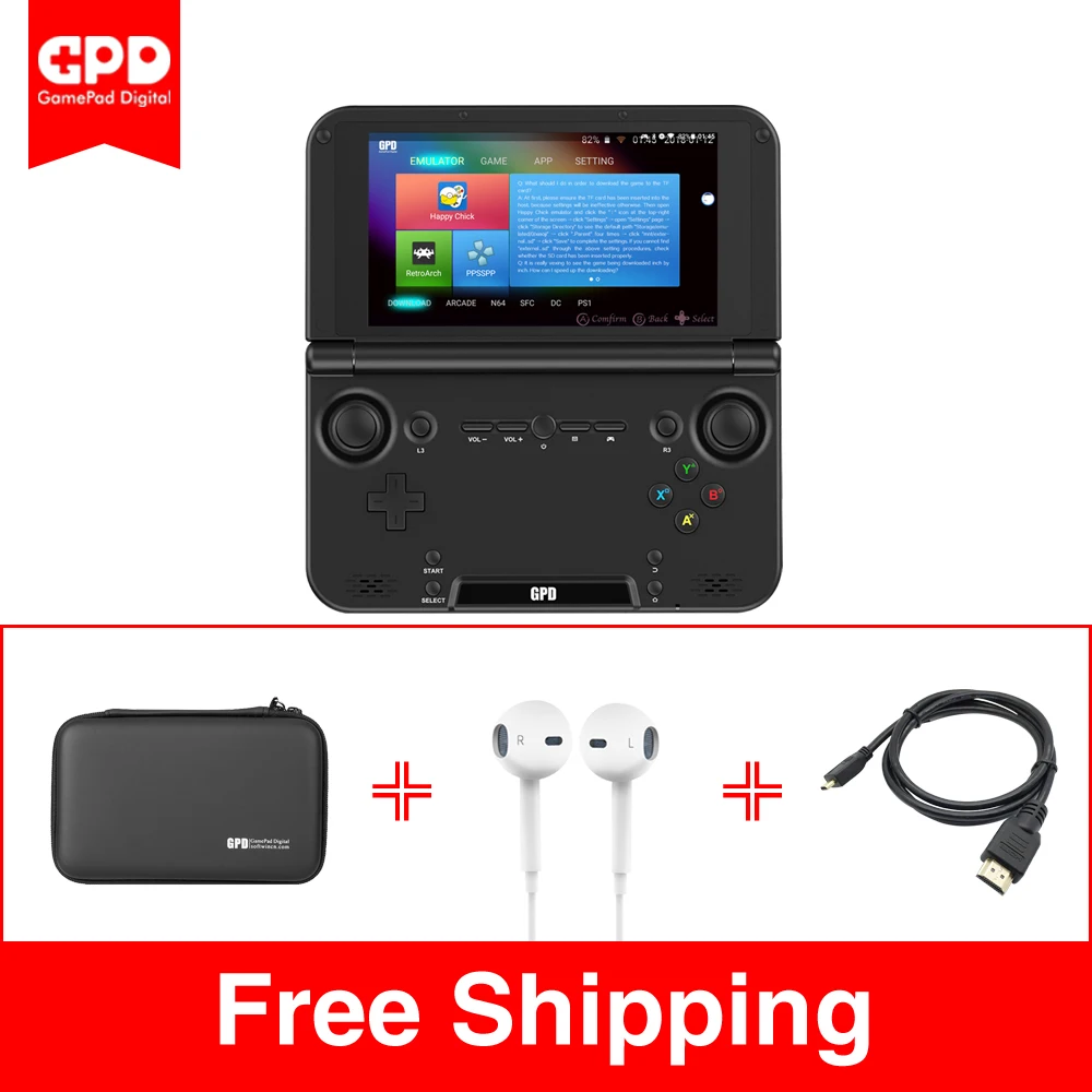 New Original GPD XD Plus 5 Inch 4 GB/32 GB Android/Linux 7.0 CPU MT8176 Hexa-core Handheld Game Laptop ( Black )