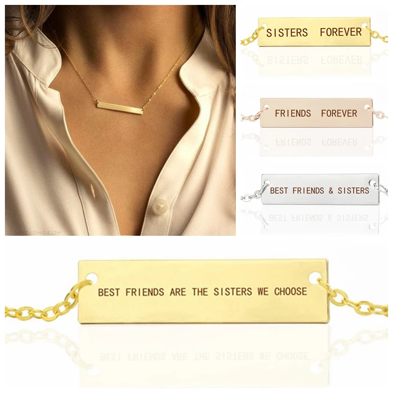 

Best Friend Necklace Best Friends Are The Sisters We Choose Friendship Letters Engraved Chain Necklace Best Friend Necklace Gift