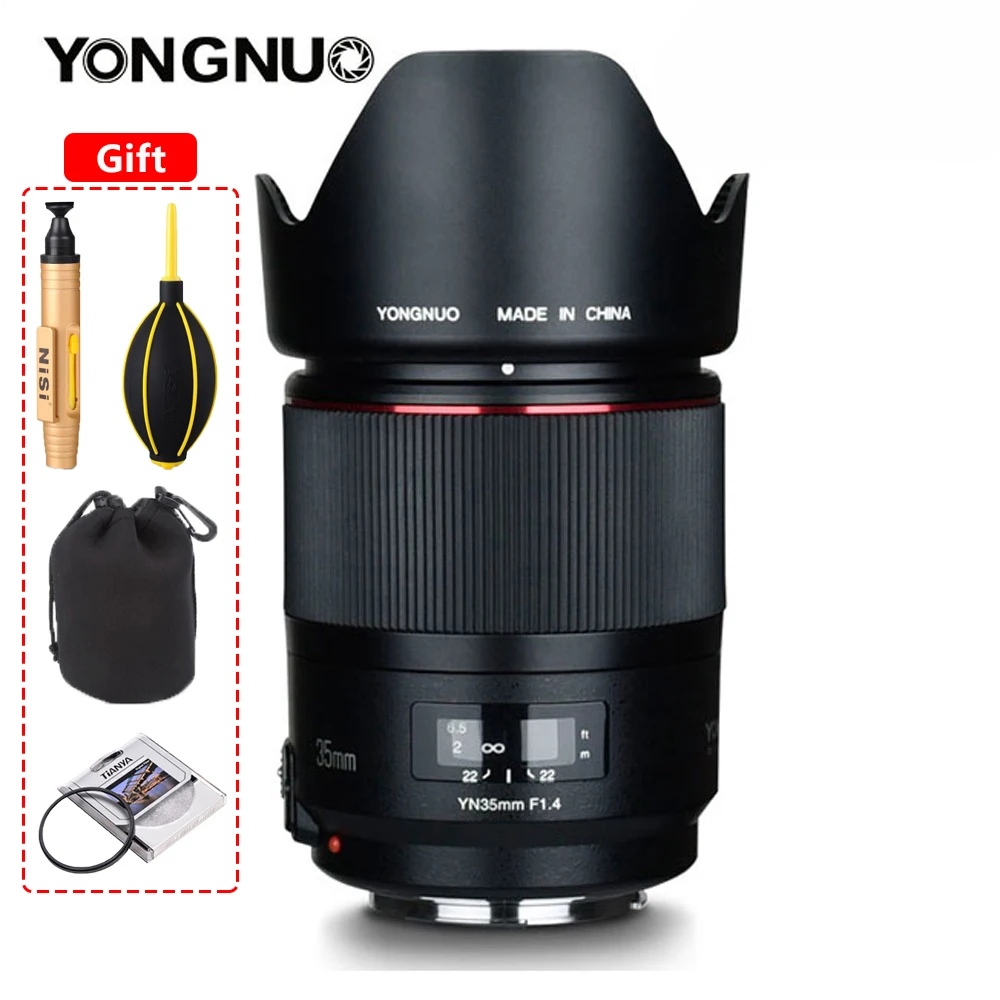 YONGNUO YN35MM F1.4 широкоугольный объектив lente для Canon с яркой диафрагмой Prime DSLR камера для Canon 600D 60D 5DII 5D 500D 400D объектив
