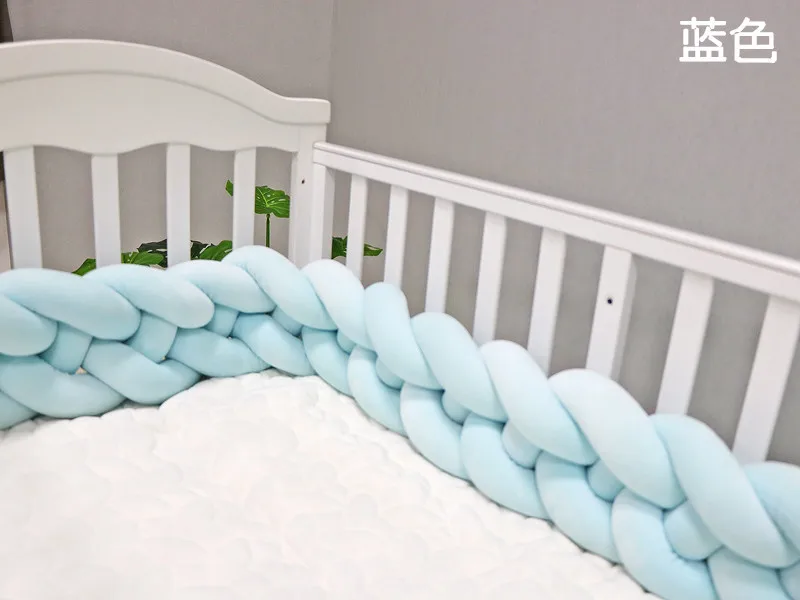 200/300CM Baby Girl Crib Side Set Bumpers Cot Pad Protector Anti-collision Baby Room Decoration Baby Bedroom Bedding Solid Color