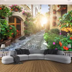 Пользовательские Любой Размер фрески обои 3D Европейский уличный природа пейзаж фото стена ресторан ткань Cafe Спальня Водонепроницаемый Fresco