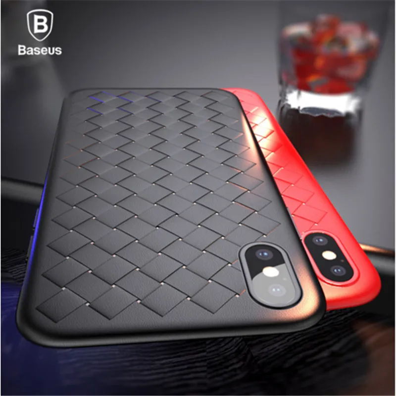 Baseus Luxury Grid Weaving Case For iPhone X Cases Ultra Thin Soft BV Protective iPhoneX Cover Smooth Matte Coque |