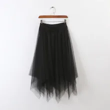 Сетчатая юбка средней длины, нестандартная Модальная женская летняя кружевная юбка средней длины, плиссированная юбка средней длины с высокой талией