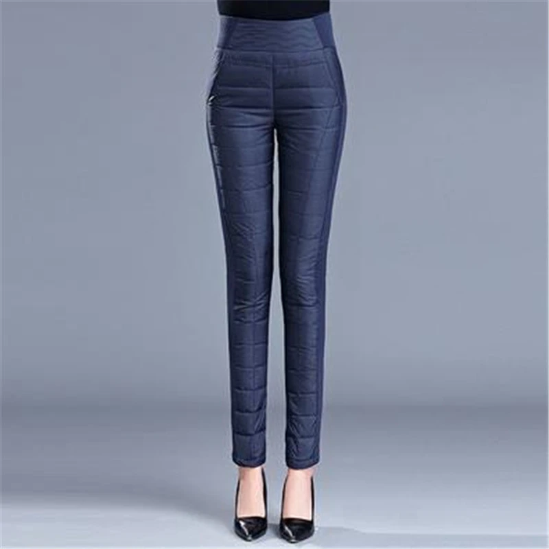 

96% White Duck Down Pants Female Plus Size Thick Down Trousers Lady Oversize Warm Stretch Down Capris Woman Pencil Down Pants