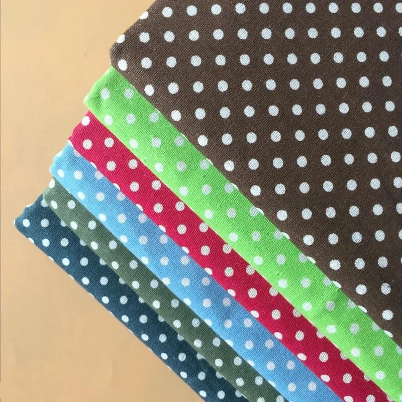 

Polka Dot Printed Cotton Linen Patchwork Fabric Canvas Linen Cotton Diy Sewing Material Quilting Telas Fabric Various Colors
