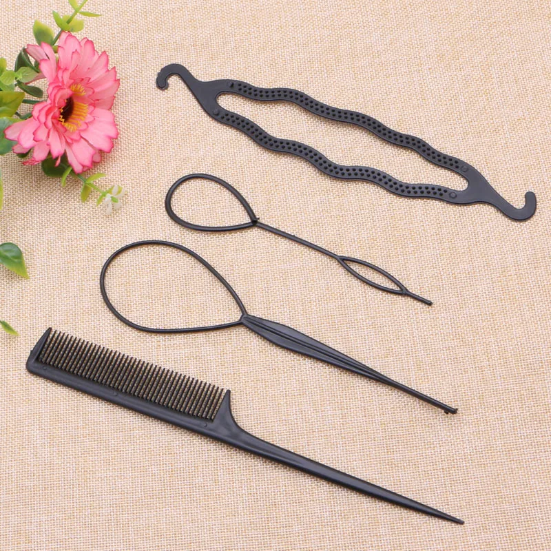 

Hair Twist Styling Clip Stick Bun Maker Braid Tool Comb Hair Accessories 1Set/4Pcs