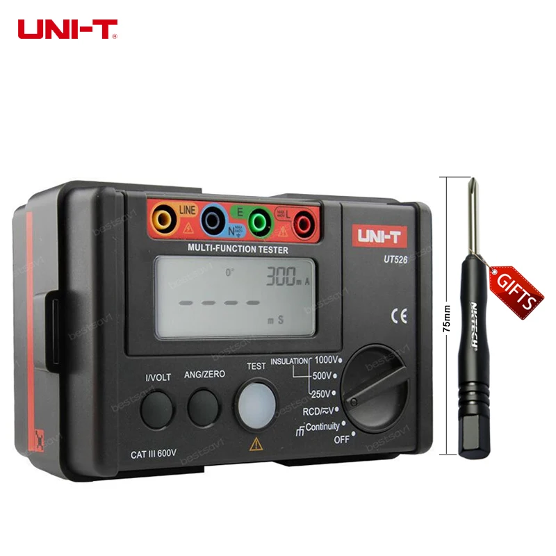 UNI-T UT526 Electrical Insulation Tester Earth Resistance Meter + 1000V+RCD Test+Continuity+Vac/dc (4 in 1)