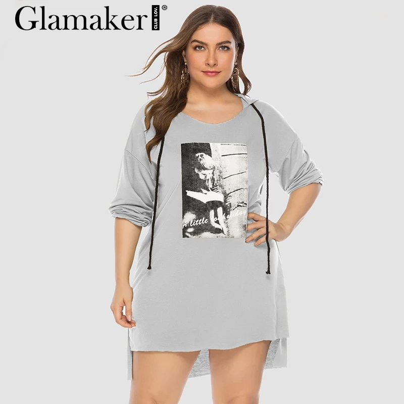 Женское трикотажное платье рубашка Glamaker черное повседневное мини большого