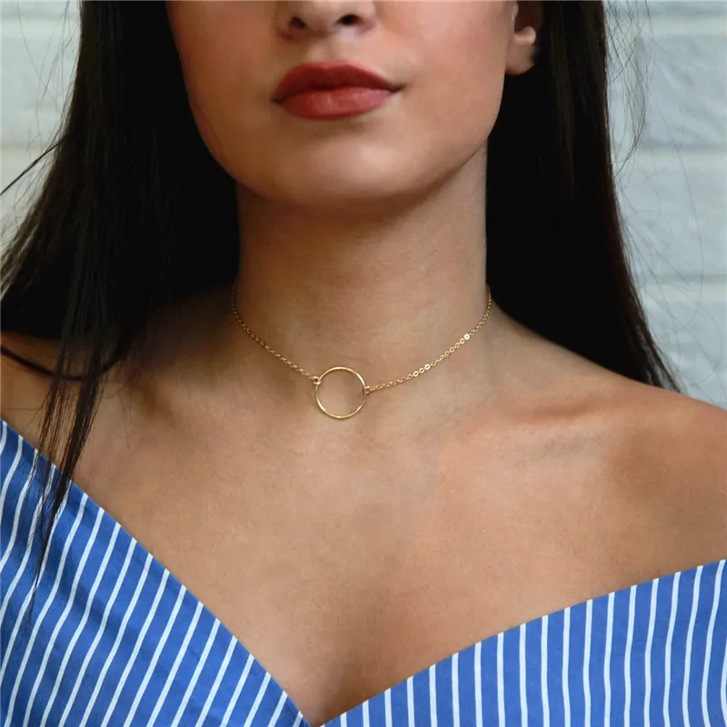 

Round Necklace for Women Chain Pendant Necklace Gift Ethnic Bohemian Choker Necklace drop shipping