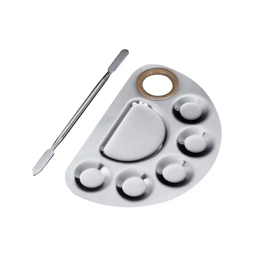 1 Set Stainless Steel Palette with Spatula Cosmetic Face Makeup Palette