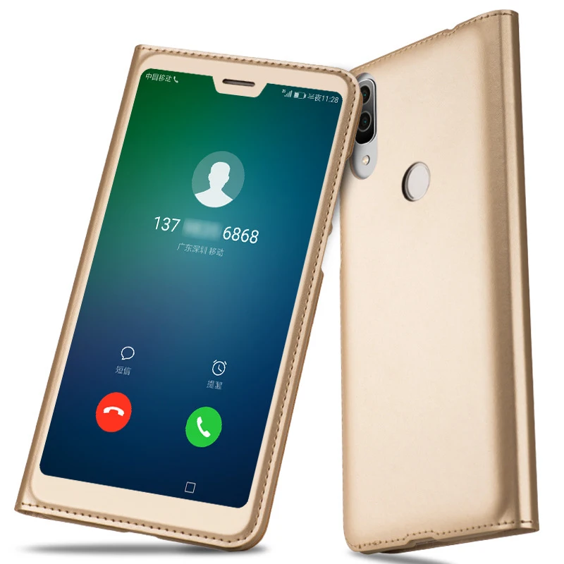

Luxury Flip Case for Huawei P20 Lite Case funda Luxury PU Leather Cover Coque Mobile Phone Holder Shell Front Open Window View
