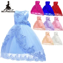 Free Shipping Hot Sales Child Princess Dress 2019 New Style Blue Flower Girl Dresses For Weddings Party Red Kids Evening Gowns hot sell christmas blue nativity dress boutqiue baby girl hot style dresses