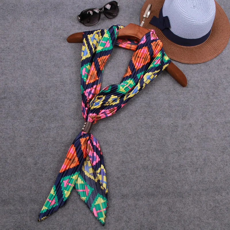 

High quality fashion folding print women spring summer long narrow bag strip small towels scarves tie ladies pattern silk scarf
